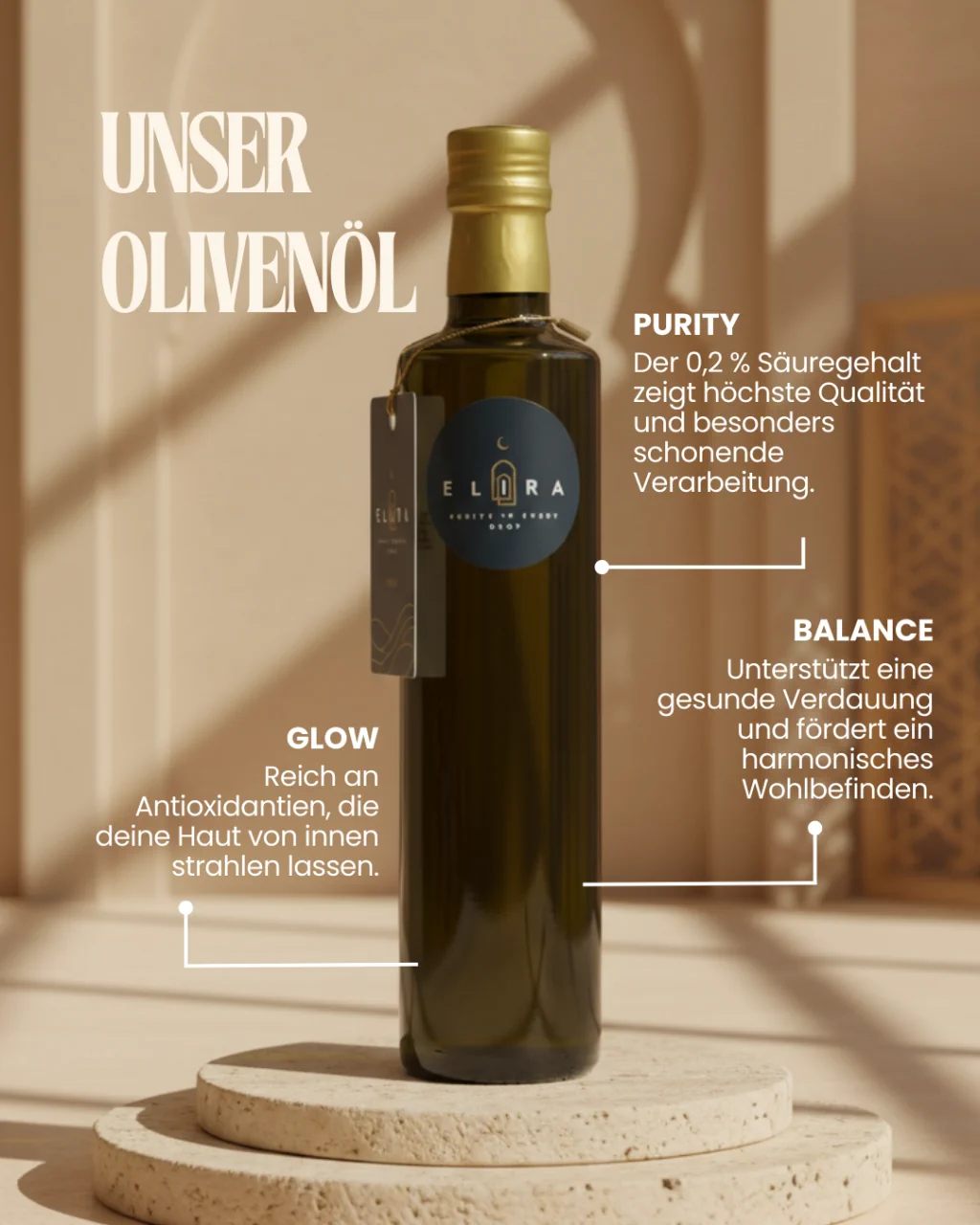 Extra natives Olivenöl von Elira aus eigener Familienplantage, naturbelassen und kalt gepresst